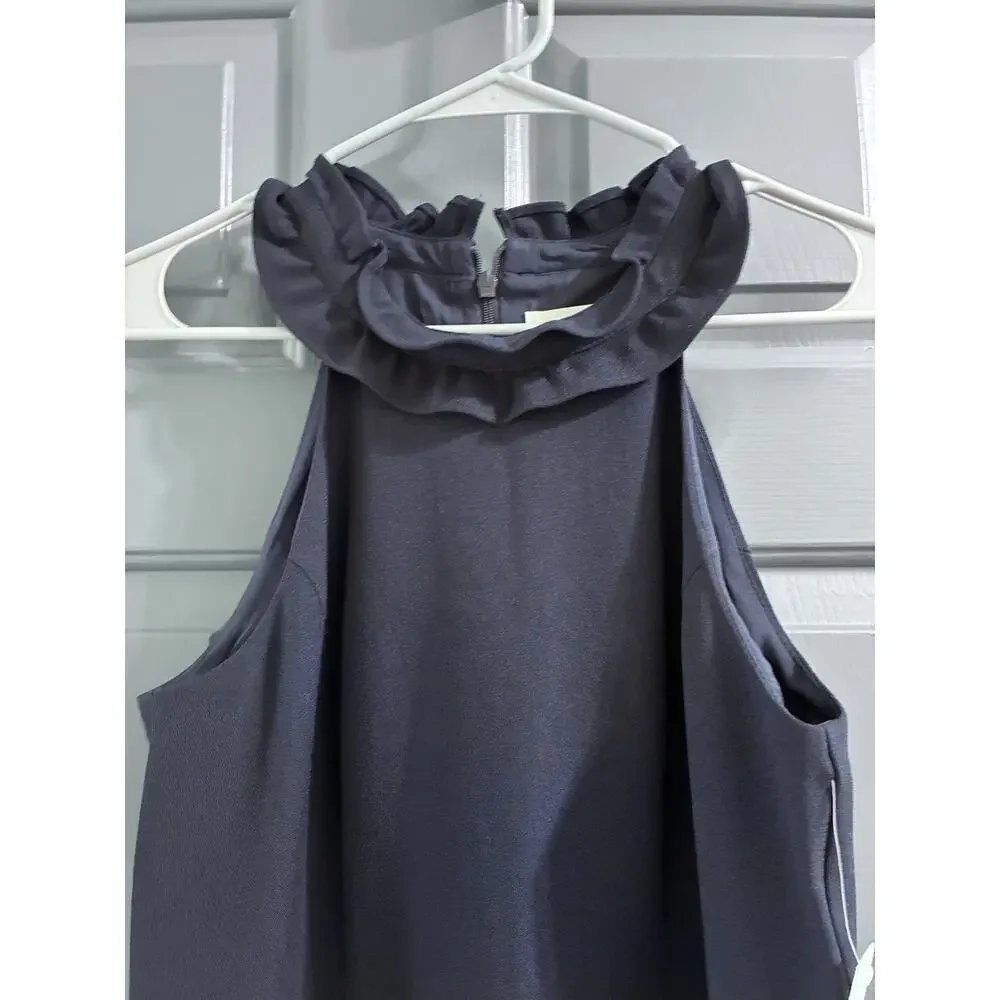 ELIZA J Womens Ruffle Halter Neck Jumpsuit Size 8 Navy NWT